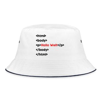 Hallo Welt HTML – Lustiges Programmierer & Coding  - Bucket Hat - Weiß/Navy - Vorne