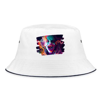 kunst kreativ lustig horror monster techno party - Bucket Hat - Weiß/Navy - Vorne