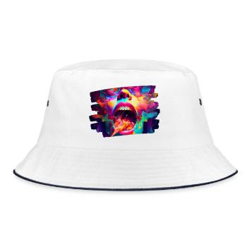 kunst kreativ lustig horror monster techno party - Bucket Hat - Weiß/Navy - Vorne