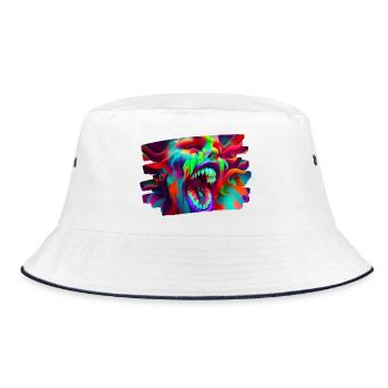 kunst kreativ lustig horror monster techno party - Bucket Hat - Weiß/Navy - Vorne