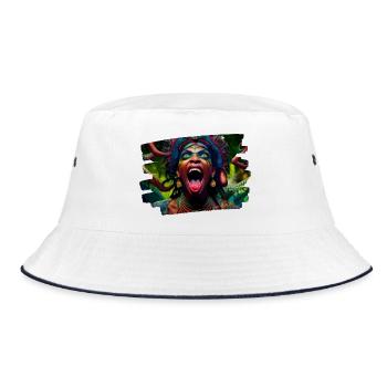kunst kreativ lustig horror monster techno party - Bucket Hat - Weiß/Navy - Vorne