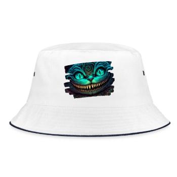 Grinsekatze Horror Pussycat - Bucket Hat - Weiß/Navy - Vorne