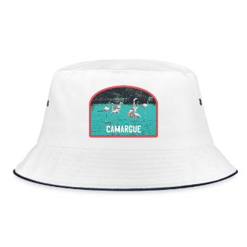 Flamingos im Nationalpark Camargue - Bucket Hat - Weiß/Navy - Vorne