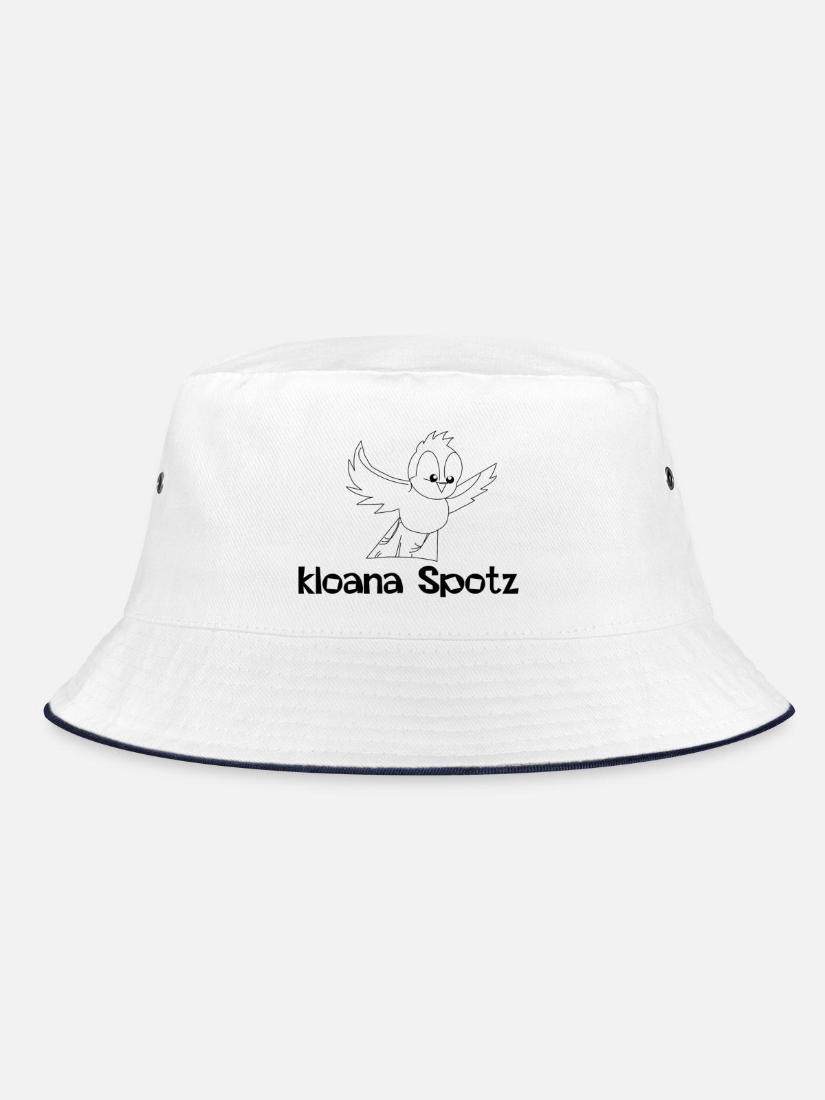 kloana Spotz-kleiner Spatz,Austrian dialect - Bucket Hat - white/navy - Front