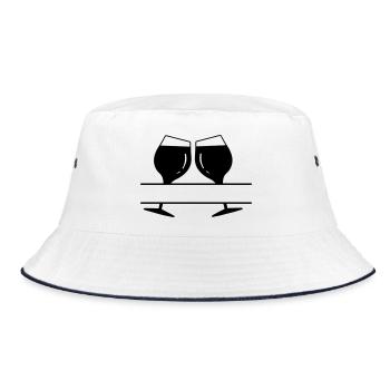 Cheers wine glasses as text name banner - Bucket Hat - white/navy - Front