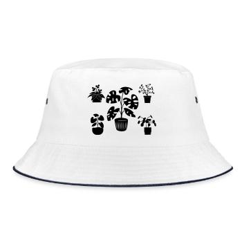 Houseplants five - Bucket Hat - white/navy - Front