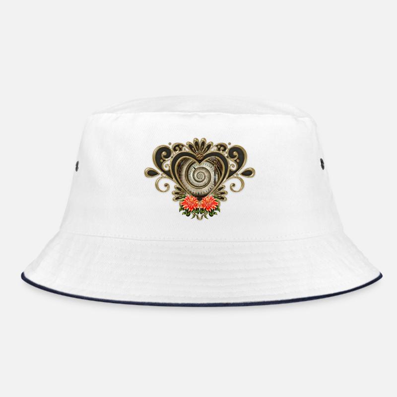 Wunderbares Steampunk-Herz. - Bucket Hat - Weiß/Navy
