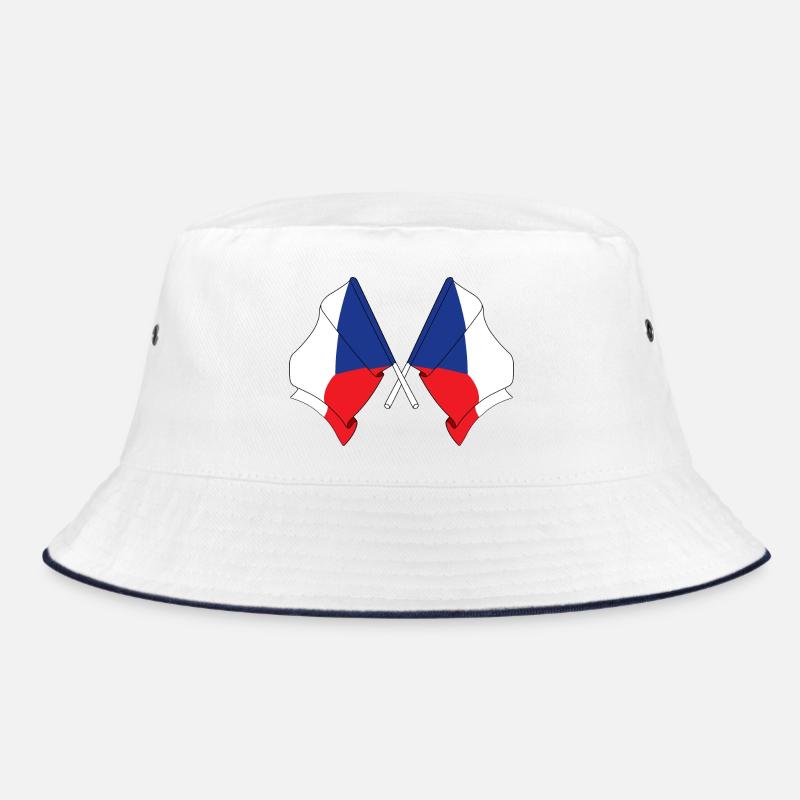 Zwei Flaggen Tschechien - Bucket Hat - Weiß/Navy