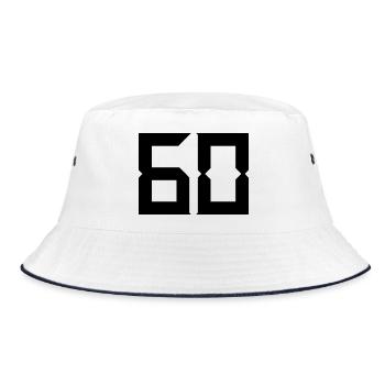 60. 60 JAHRE. 60-JÄHRIGES JUBILÄUM. 60. GEBURTSTAG. - Bucket Hat - Weiß/Navy - Vorne