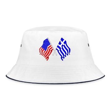 Drapeau des États-Unis et drapeau de la Grèce - Bob - blanc/marine - Devant
