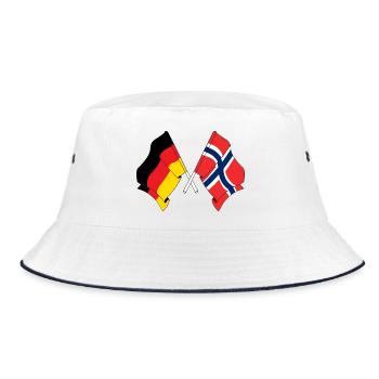 Flagge von Deutschland und Flagge Norwegen - Bucket Hat - Weiß/Navy - Vorne