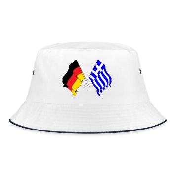 Flagge Deutschlands und Flagge Griechenlands - Bucket Hat - Weiß/Navy - Vorne