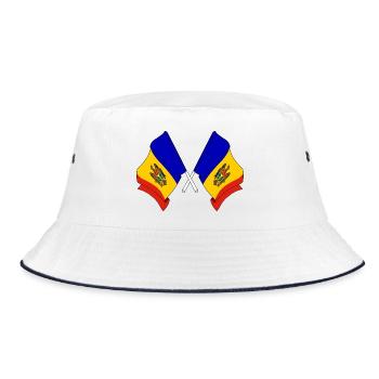 Zwei Flaggen Moldawien - Bucket Hat - Weiß/Navy - Vorne