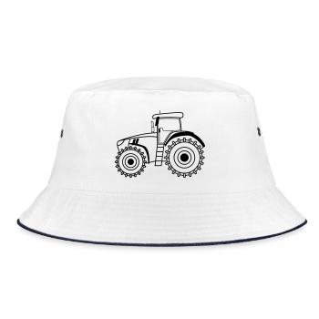 Traktor Symbol Umriss Landwirtschaft - Bucket Hat - Weiß/Navy - Vorne