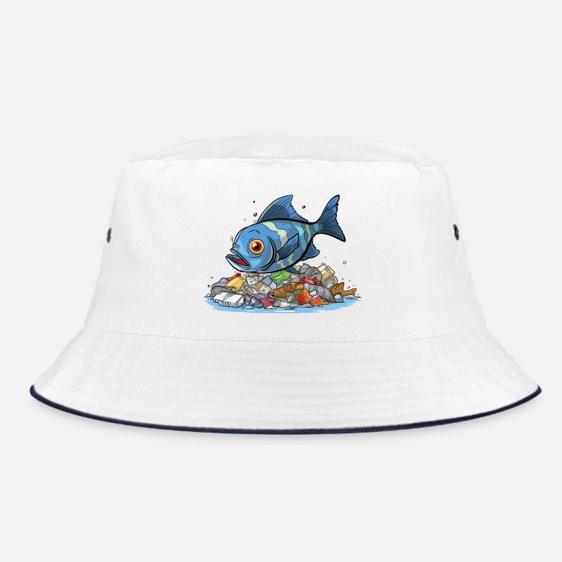 Fish in Plastic Sea Pollution Shirt Bucket Hat