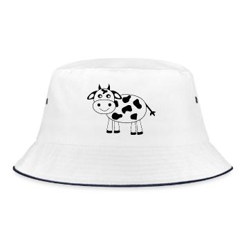 Kuh - Bucket Hat - Weiß/Navy - Vorne