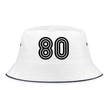 80. 80 JAHRE. 80-JÄHRIGES JUBILÄUM. 80. GEBURTSTAG. - Bucket Hat - Weiß/Navy - Vorne