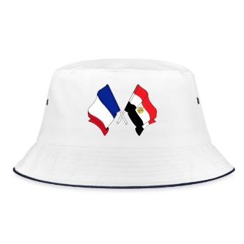 Flagge Frankreichs und Flagge Ägyptens - Bucket Hat - Weiß/Navy - Vorne