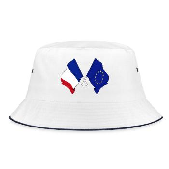 Deux drapeaux croisés de la France et du drapeau de l’Europe - Bob - blanc/marine - Devant