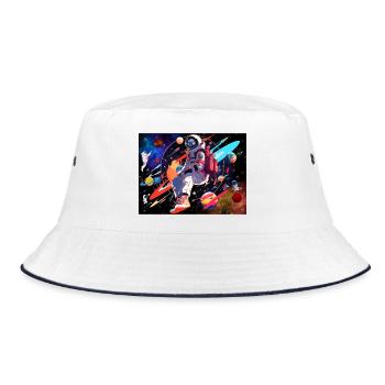 Astronaut and space - Bucket Hat - white/navy - Front