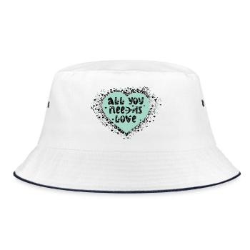 Liebevolles Herzdesign mit Botschaft - Bucket Hat - Weiß/Navy - Vorne