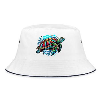 Meeresschildkröte - Bucket Hat - Weiß/Navy - Vorne