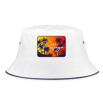 Pattaya Palm Trees Sunset - Bucket Hat - white/navy - Front