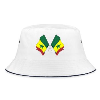 Deux drapeaux croisés du Sénégal - Bob - blanc/marine - Devant