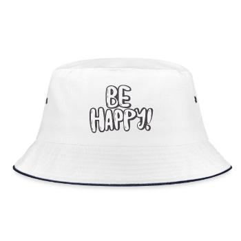 Motif typographique Be Happy - Bob - blanc/marine - Devant