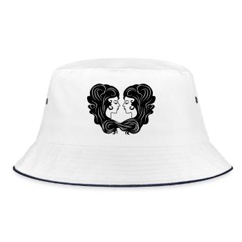 Sternzeichen-Bild Zwillinge - Bucket Hat - Weiß/Navy - Vorne