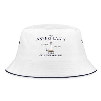 Egmond aan zee, Netherlands, Anchorage Glück - Bucket Hat - white/navy - Front