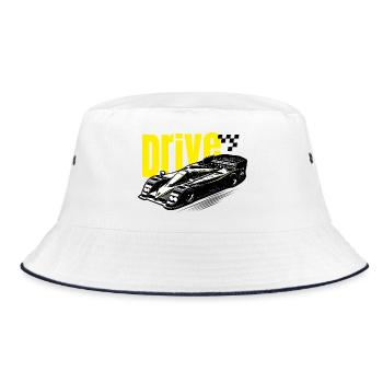 Racing car 80s rally motorsport drive driver fast - Bucket Hat - white/navy - Front