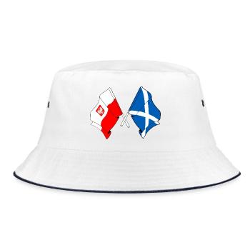 Flagge Polen, Flagge Schottland - Bucket Hat - Weiß/Navy - Vorne