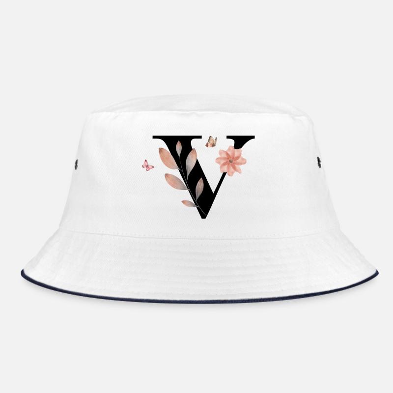 Buchstabe v Wildblumen Aquarelle Bucket Hat