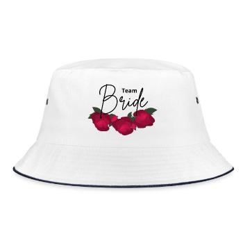 Team Bride Minimalist Red Flower - Bucket Hat - white/navy - Front