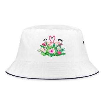 Der Flanschflamingo tropisch - Bucket Hat - Weiß/Navy - Vorne