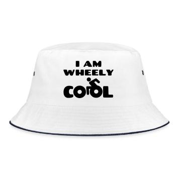 Ich bin verdammt cool. Humor im Rollstuhl * - Bucket Hat - Weiß/Navy - Vorne