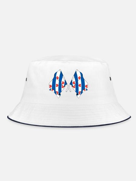 Two flags of the province of Friesland - Bucket Hat - white/navy - Front
