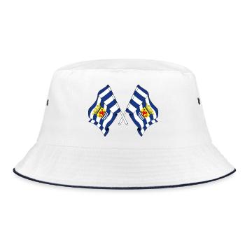 Zwei Flaggen der Provinz Zeeland - Bucket Hat - Weiß/Navy - Vorne