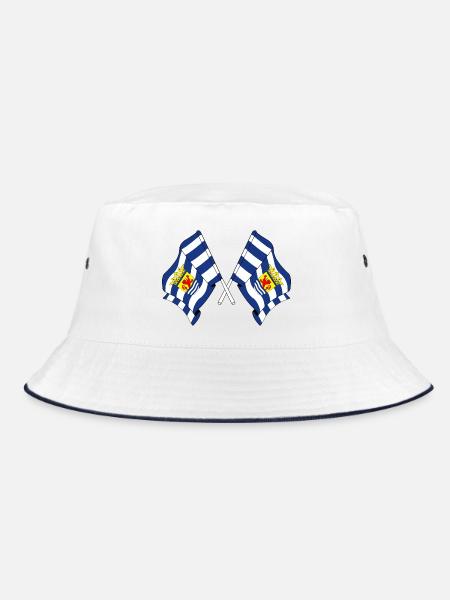 Zwei Flaggen der Provinz Zeeland - Bucket Hat - Weiß/Navy - Vorne