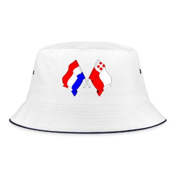 Flag of Netherlands, Utrecht crossed - Bucket Hat - white/navy - Front