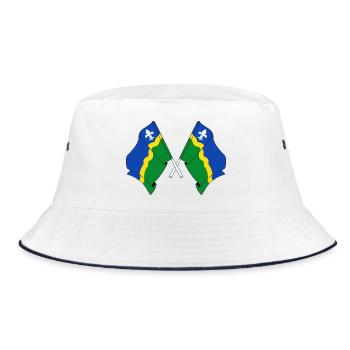Zwei Flaggen der Provinz Flevoland - Bucket Hat - Weiß/Navy - Vorne