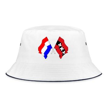 Flagge Niederlande, Amsterdam gekreuzt - Bucket Hat - Weiß/Navy - Vorne