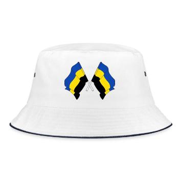 Zwei Flaggen der Provinz Gelderland - Bucket Hat - Weiß/Navy - Vorne