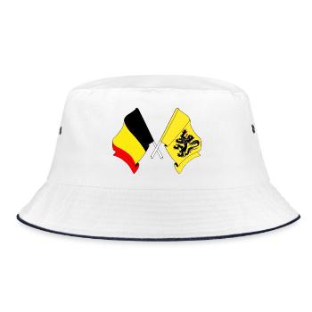 Flag of Belgium and flag of Flanders - Bucket Hat - white/navy - Front