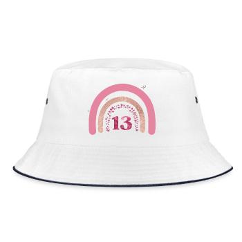 13th Birthday Rainbow Rose - Bucket Hat - white/navy - Front