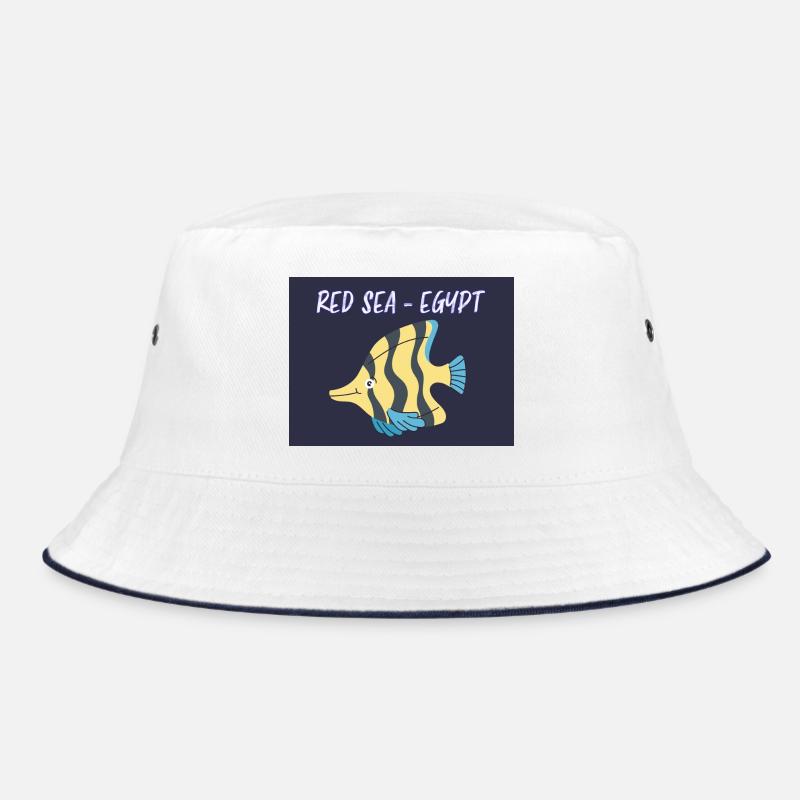 Red SEA Fish Design - Bucket Hat - Weiß/Navy