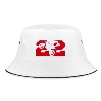 Moto 22 Biker - Bucket Hat - Weiß/Navy - Vorne