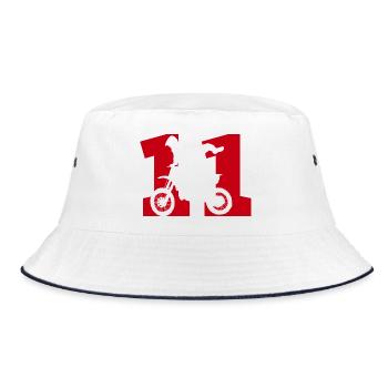 Moto 11 Biker - Bucket Hat - Weiß/Navy - Vorne