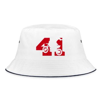 Moto 41 Biker - Bucket Hat - Weiß/Navy - Vorne